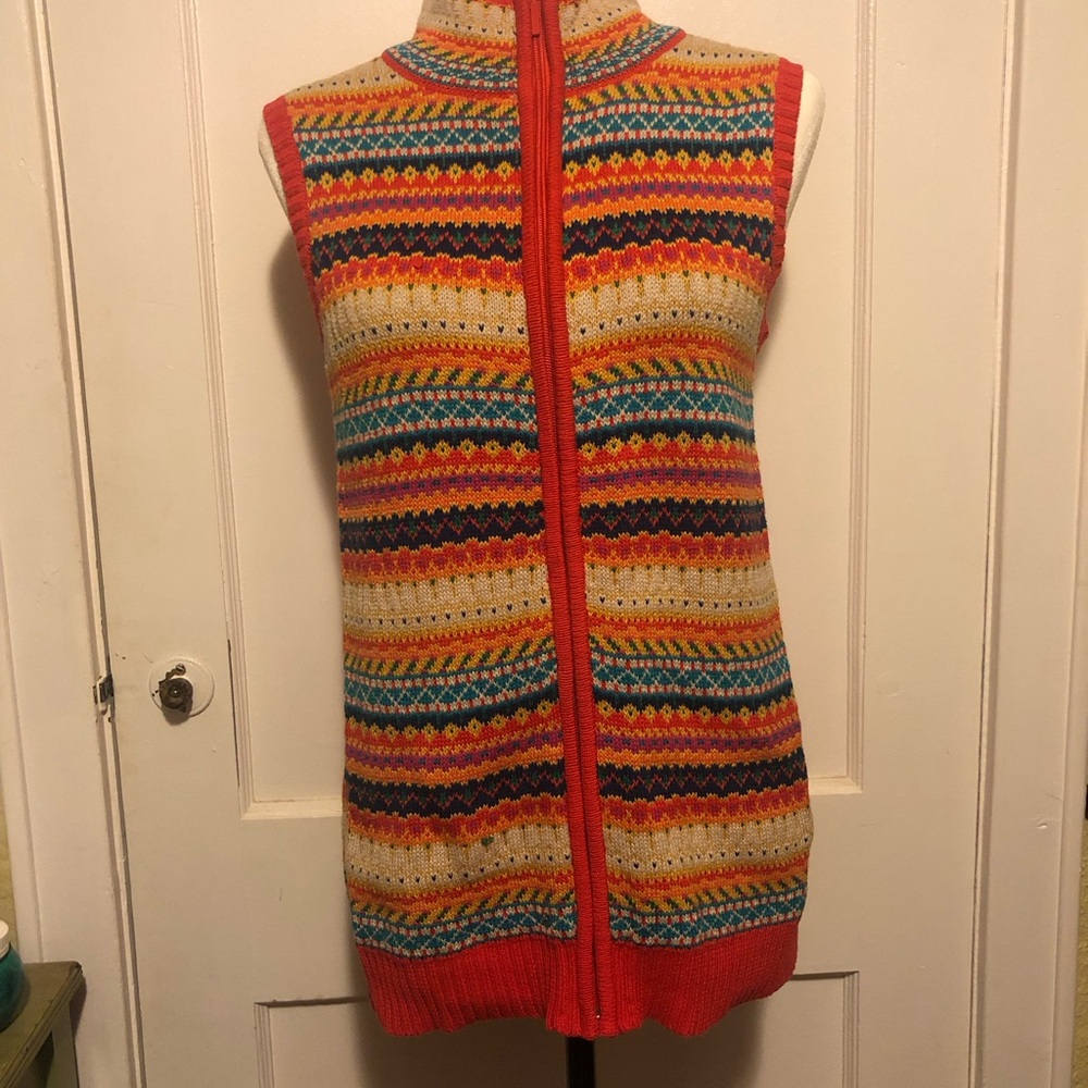 Liz Claiborne Multicolour Striped Knit Vest with Zipper